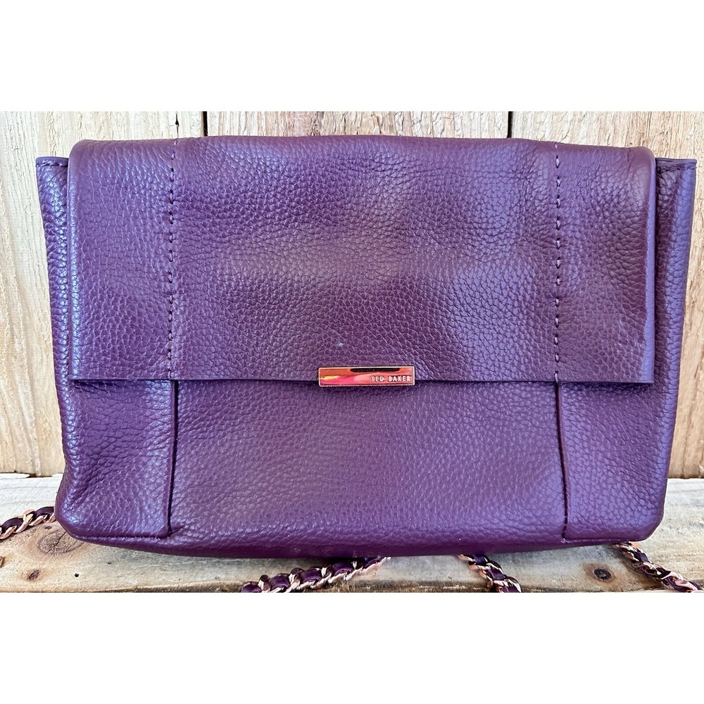 Ted Baker Purple Leather Purse Crossbody Chain Parson